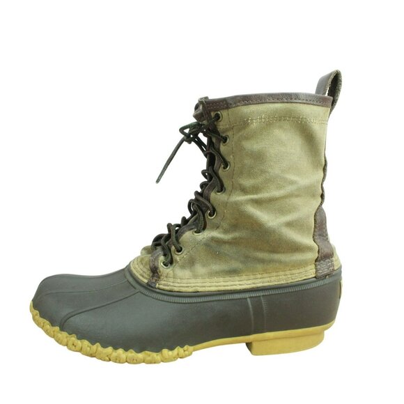 LL Bean Signature Green Waxed Canvas Unlined Hunting Duck Boots Size 9 M - Picture 1 of 10